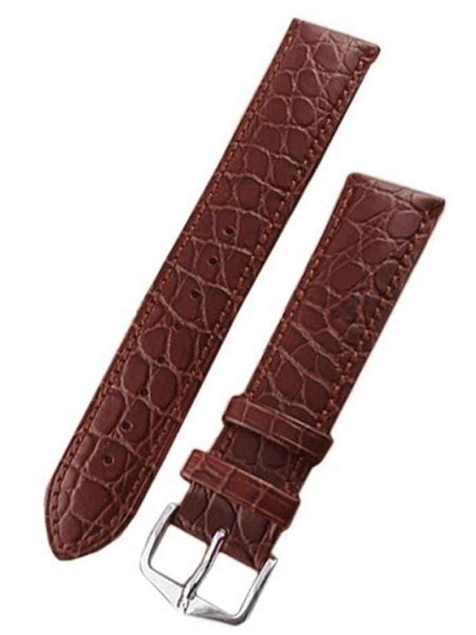 Hirsch Aristocrat Brown Crocodile Embossed Leather Watch Strap #038280-10