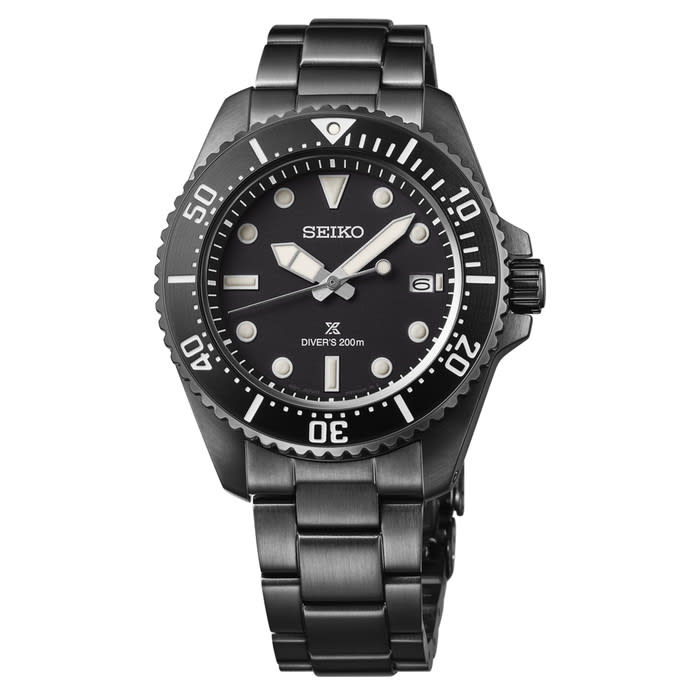 Seiko 41mm Prospex Black IP Solar Dive Watch #SNE599